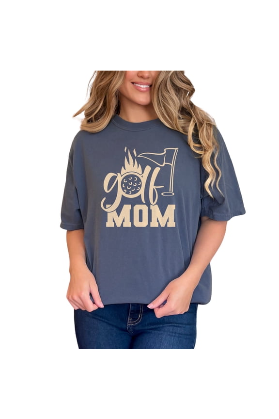Funny Golf Mom Design for Mothers, Denim Comfort Colors T-Shirt, XL
