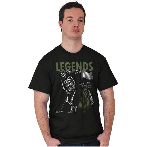 Funny Golf Skeleton Legends Never Die Men's Big & Tall Crewneck Graphic Tee Brisco Brands 2X