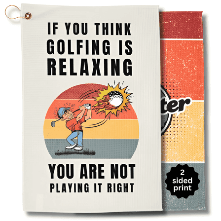 Funny Golf Towels- Golf Themed Gag Gifts for Men  Unique Golf Accessories (Relaxing)