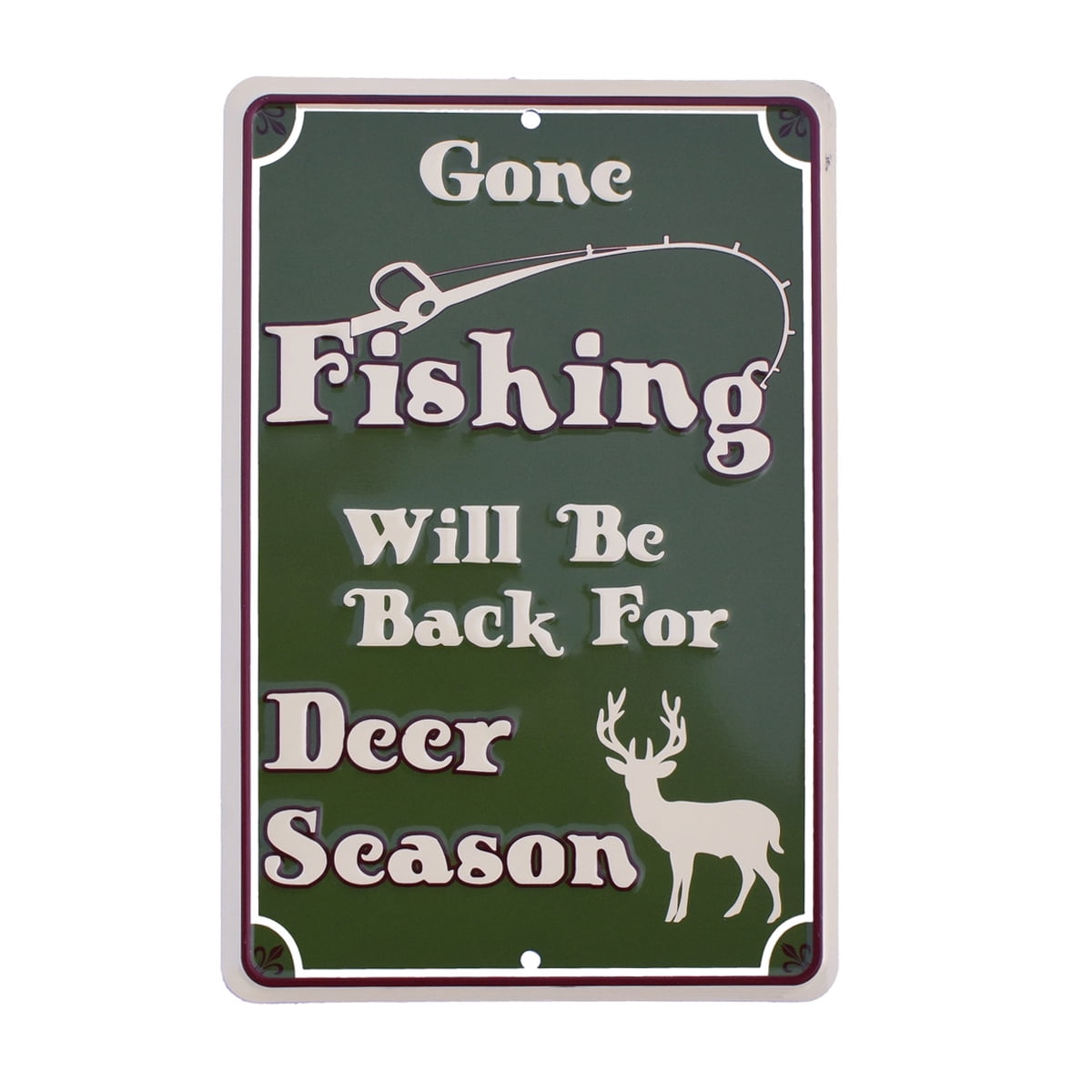 Gone Fishing Back Deer Season Tin Sign Man Cave Rustic Cabin Home Wall Decor Gone Fishing Back Deer Season Tin Sign Man Cave Rustic Cabin Home Wall Decor