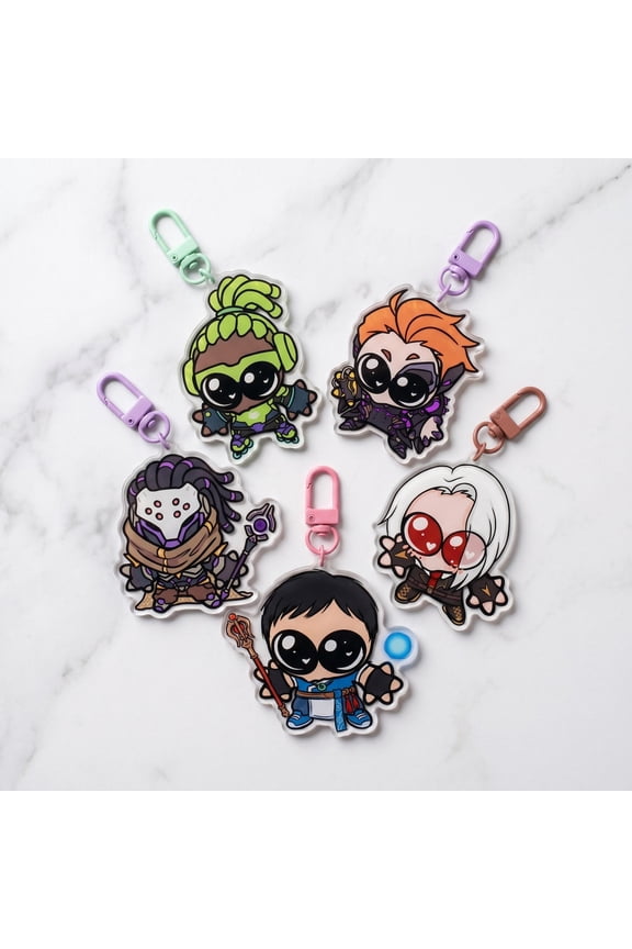 Funny Goober Heroes Overwatch Acrylic keychain 1 pack, OW2 Bag Charm, Kawaii Gamer Gift For Fan, Wuyang Ashe Emre Moira Lucio Ramattra Venture, random 1 pack