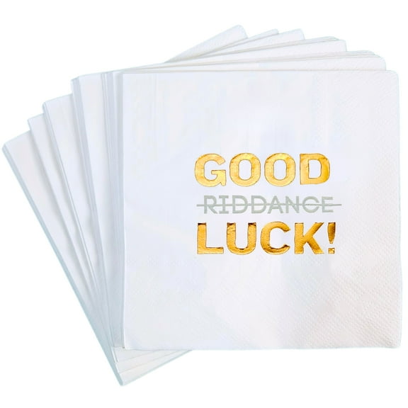 Funny Good Luck Cocktail Napkins - 50 Pack - Farewell, Going Away, Coworker Leaving, Retirement Party Decorations Supplies, Sarcastic Good Riddance Humor