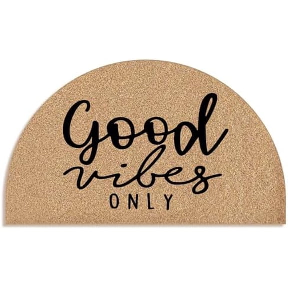 Funny Good Vibes Only Inspirational Coco Coir Half Circle Door Mat for Home House Entrance, Motivational Positive Affirmations Floor Mats for Outdoor Outside Entryway 30x17 Welcome Mat$$Garden &