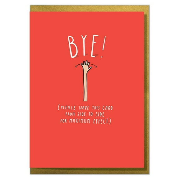 Funny Goodbye Card  "Bye!" Design with Waving Hand  Cute Blank Greeting Card with Envelope  Perfect for Farewells, Goodbyes, and Sending Off Friends