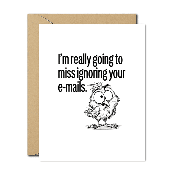 Funny Goodbye Card for Coworker  "Im Really Going to Miss Ignoring Your E-Mails" with Cute Owl Design  Blank Inside, Envelope Included  Perfect Farewell Gift for Colleagues