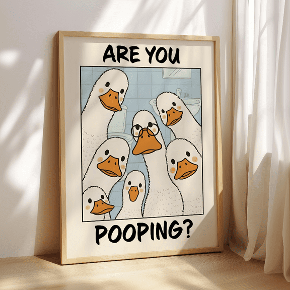 Funny Goose 3 Bathroom Poster , Luxury Wall Poster , Homedecor , Wall Poster , High Quality , Modern Bathroom, Trendy , Are You Pooping?, Poster Only, Poster Home Decor, Poster Only