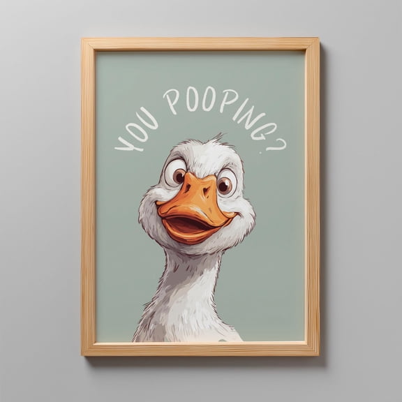 Funny Goose Bathroom Print: Cheeky Toilet Poster Vintage Style Wall Decor, Poster Only