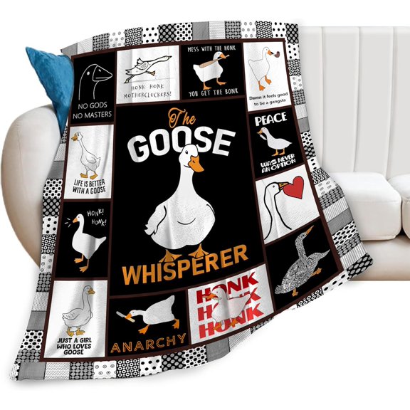Funny Goose Blanket Soft Cozy Cute Goose Plush Throw Blanket Warm Lightweight Flannel Fuzzy Fleece Bedding Goose Stuff Animal Decor Blanket Gifts for Lover Girls Kids Adults Women Bed Travel 40"x50"