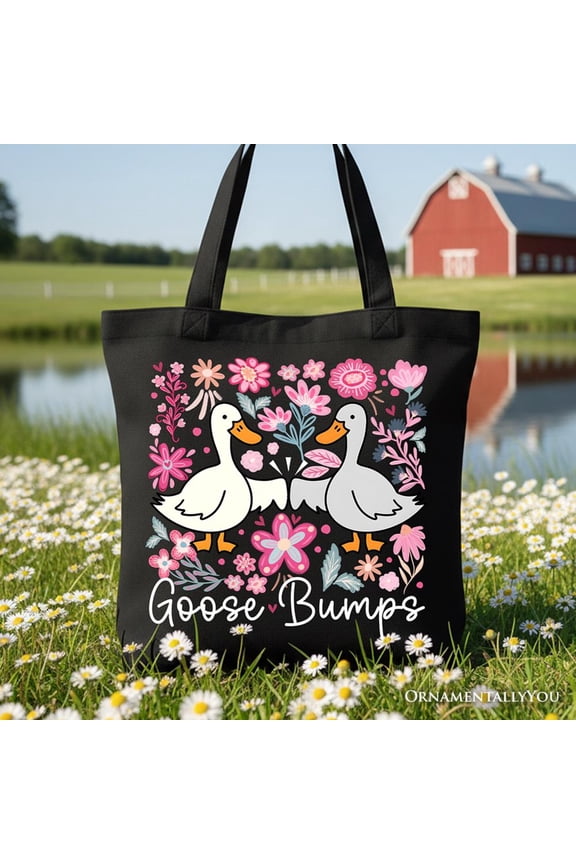 Funny Goose Bumps Floral Canvas Tote Bag, Sarcastic Goose Gift Shopper