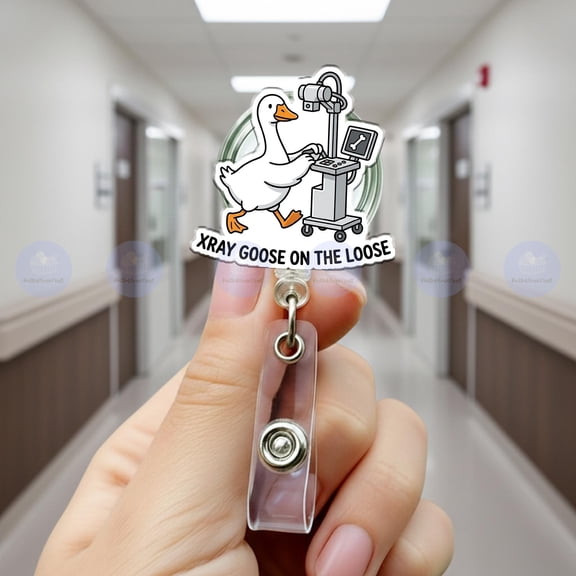 Funny Goose Camera Tech Badge Reel, On-the-Loose Animal ID Holder, Coworker Gift