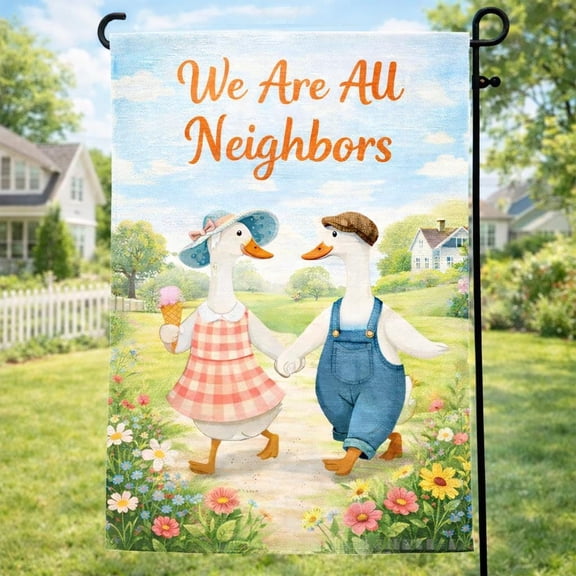 Funny Goose Garden Flag Friendly Neighborhood Theme, Outdoor Yard Banner Home Decor
