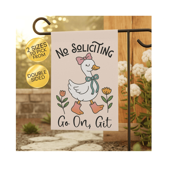 Funny Goose Go Away Flag, No Soliciting Decor 12x18 POLE NOT INCLUDED Garden Flag