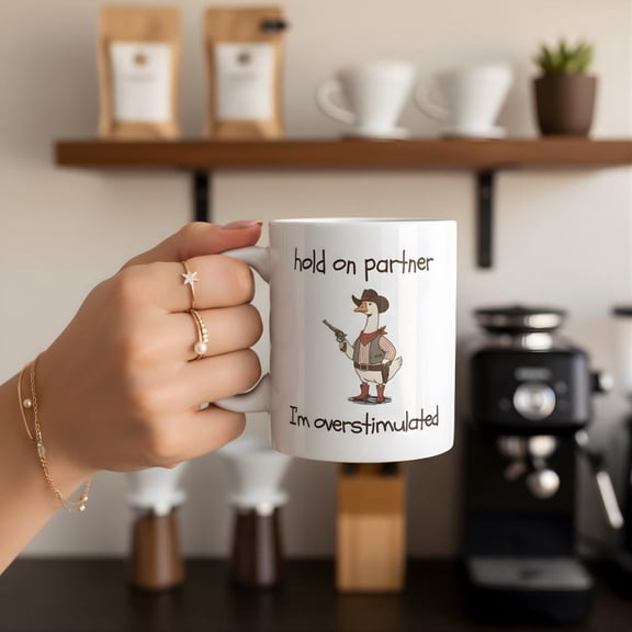 Funny Goose Mug Overstimulated Mug Unhinged Mug Weirdcore Gen Z Mug Weird Stuff Ironic Silly Coffee Mug Coworker Gift - 11 oz/
