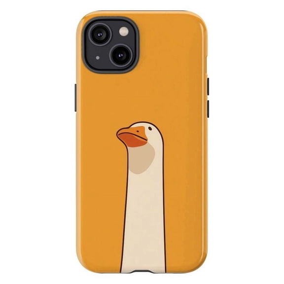 Funny Goose Phone Case – Minimalist Orange Background with Cute Goose Phone Cover for iPhone 16 15 14 13 12 11 Pro Max Mini