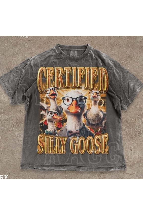 Funny Goose Vintage Graphic Shirt, Certified Goose Retro 90S Tee, Ironic Animal Tee, Gift, Nerd Geek Animal T-Shirt DARK HEATHER Unisex S-5XL Hot Trending Shirt, Vintage Birthday Gift