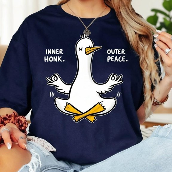 Funny Goose Yoga Shirt Inner Honk Outer Peace Meditation Humor Tee