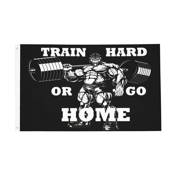 Funny Gorilla Gym Train Hard Or Go Home Flag 3x5 Ft Outdoor Indoor With Grommet Garden Yard Banner Decorative Sign