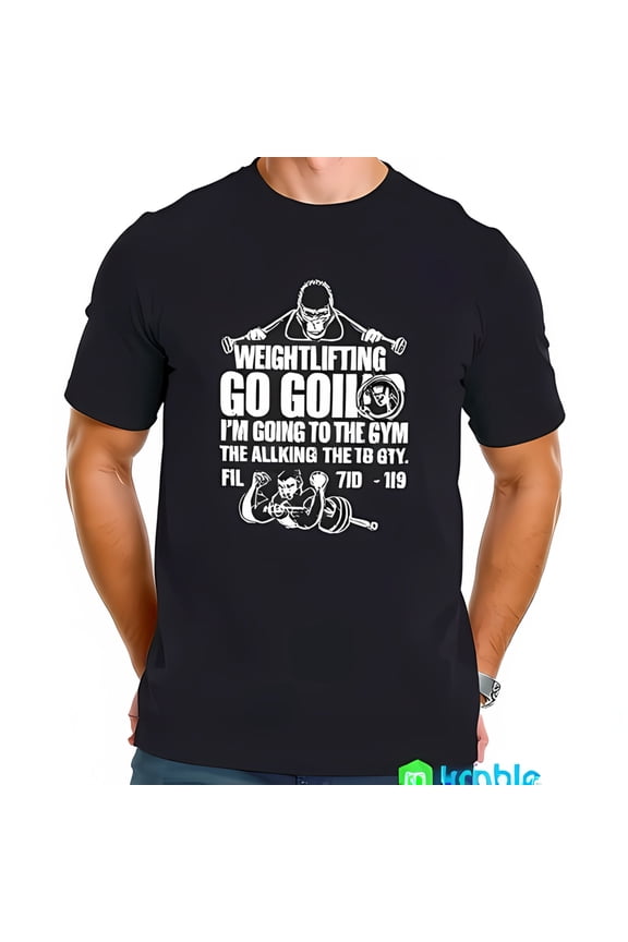 Funny Gorilla Weightlifting Graphic Cotton Short Sleeve T-Shirt - " Weightlifting Go Goil " Gym Humor Tee