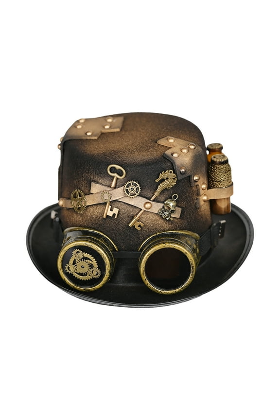 Funny Gothic Gear Glasses Floral Tall Top Hat Women Men Deluxe Jazz Butler Steampunk Party Wedding Caps Fedora Trilby Accessories