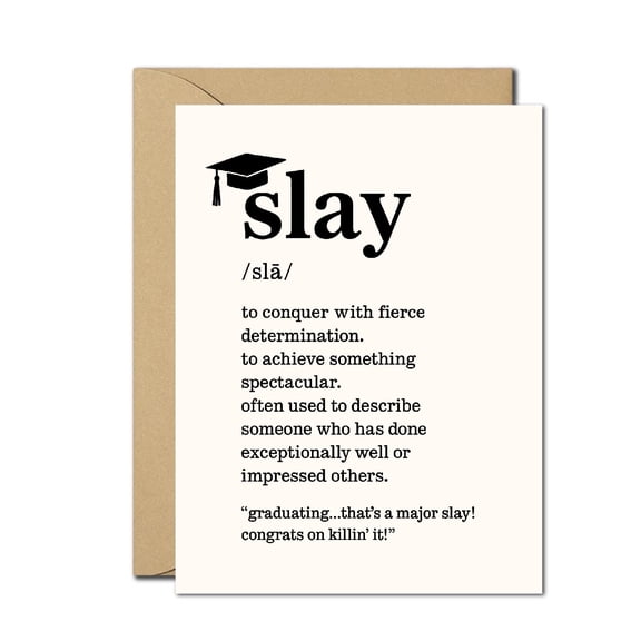 Funny Graduation Card  Slay Definition Card  Fierce Graduate Congratulations  Inspirational Graduation Greeting Card for Him or Her