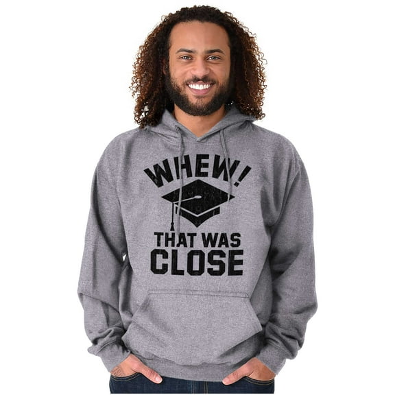 Funny Graduation Whew That Was Close Unisex Plus Fleece Graphic Hoodie Brisco Brands 3X