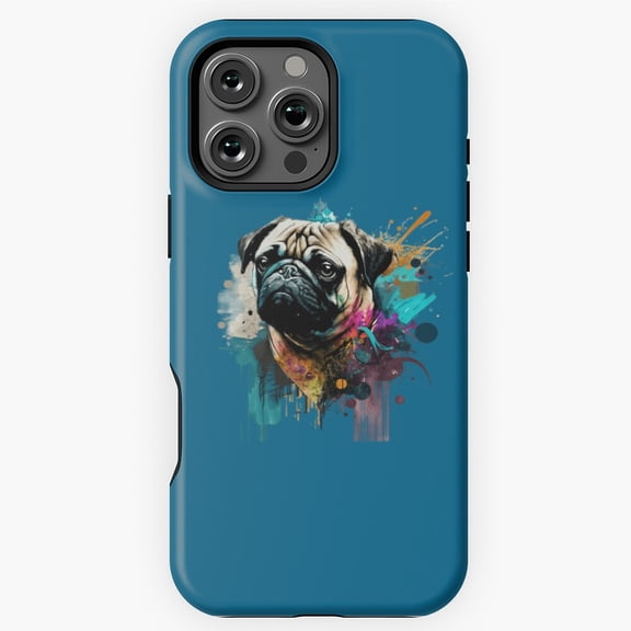 Funny Graffiti Pug Street Art Design Phone Case for iPhone 16 15 14 13 12 11 Pro Max
