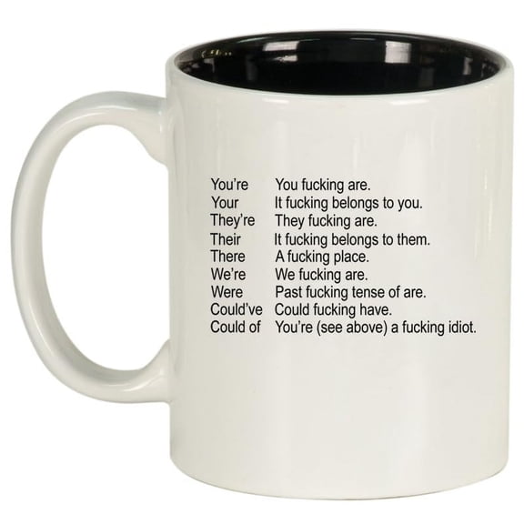 Funny Grammar Key, Gift For Teacher, English Teacher Gift Ceramic Coffee Mug Tea Cup Gift for Her, Him, Friend, Coworker, Wife, Husband (11oz White)
