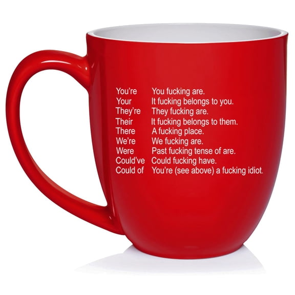 Funny Grammar Key, Gift For Teacher, English Teacher Gift Ceramic Coffee Mug Tea Cup Gift for Her, Him, Friend, Coworker, Wife, Husband (16oz Red)