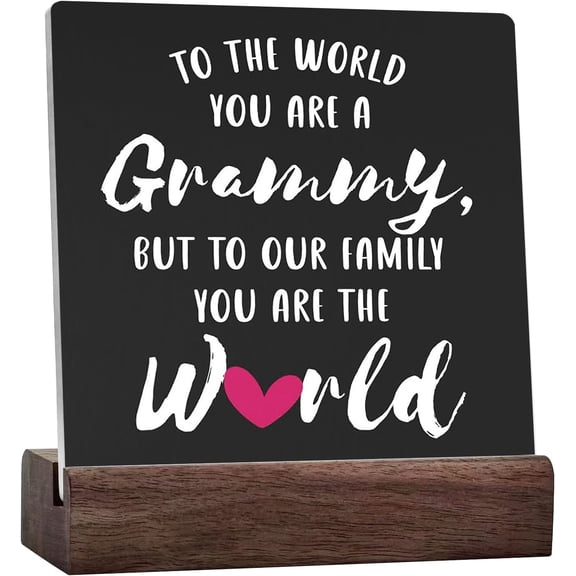Funny Grammy Gift Ceramic Table Sign Plaque To The World You Are A Grammy Sign Rustic Art Home Shelf Desk Decor