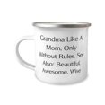 thumbnail image 1 of Funny Grandma 12oz Camper Mug, Grandma Like A Mom, Only Without Rules.:, Present For Grandmom, Unique Gifts From Granddaughter, Funny grandma gifts, Gifts for funny grandmas, Gifts for grandmothers, 1 of 2
