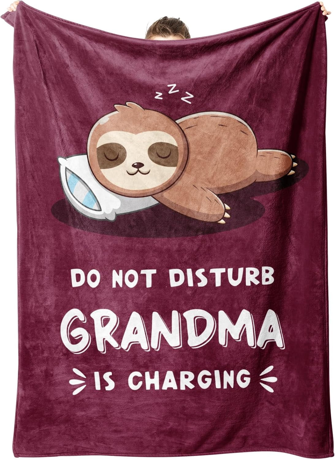 Funny Grandma Birthday Gifts, Grandma is Charging Sloth Blanket, Gift for Grandmas from Grandkids, Grandmas Gifts for Christmas Mothers Day, Super Soft Blanket for Grandmother