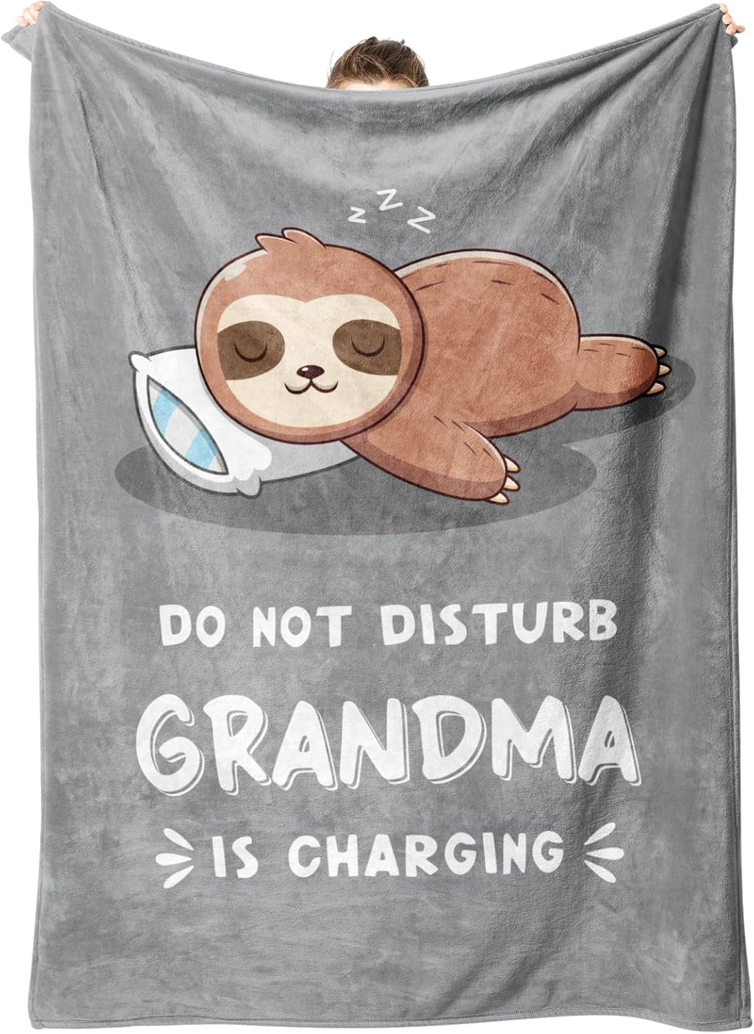 Funny Grandma Birthday Gifts, Grandma is Charging Sloth Blanket, Gift for Grandmas from Grandkids, Grandmas Gifts for Christmas Mothers Day, Super Soft Blanket for Grandmother