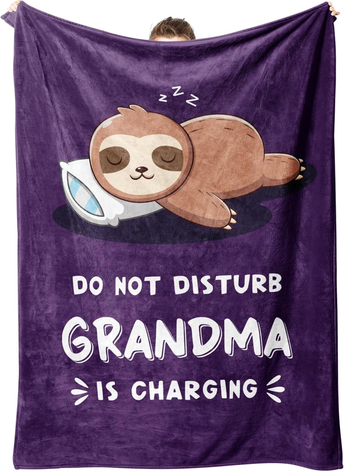 Funny Grandma Birthday Gifts, Grandma is Charging Sloth Blanket, Gift for Grandmas from Grandkids, Grandmas Gifts for Christmas Mothers Day, Super Soft Blanket for Grandmother