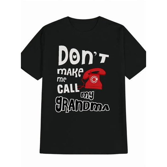 Funny Grandma Vintage Rotary Phone Graphic Men Short Sleeve Casual T-Shirt