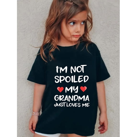 Funny Grandma's Girl Design, Children's Place Girls' Sports Super Soft 100% Cotton T-Shirts, Short Sleeve Plain Tees Tops Clothes for Kids, Crew Neck Summer Outfit