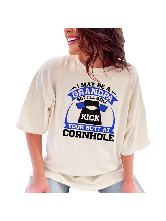 Funny Grandpa Cornhole Competition, Ivory Comfort Colors T-Shirt, XL