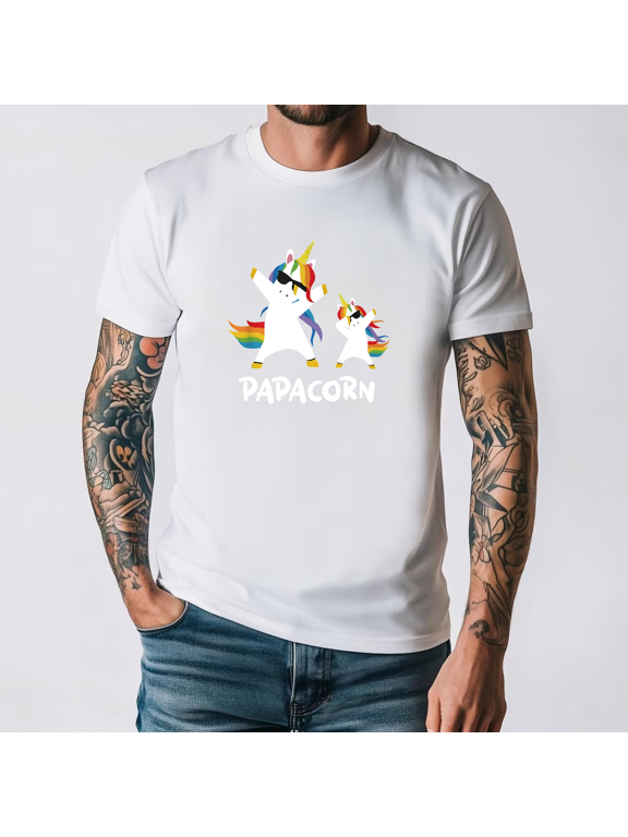 Funny Grandpa Dad Papa Unicorn Papacorn Dab Dabbing Top Unisex T-Shirt, S-3XL