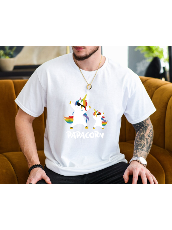 Funny Grandpa Dad Papa Unicorn Papacorn Dab Dabbing Unisex T-Shirt, up to size 3XL.