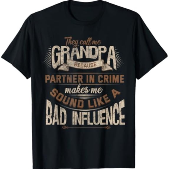 Funny Grandpa, Partner in Crime Phrase, Granddad Humor T-Shirt ...