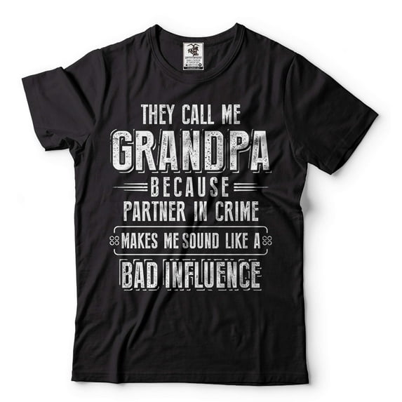 Funny Grandpa Shirt Grandpa Partner In Crime T Shirt Funny Shirt For Men Grandfather Shirt (4X-Large Black)