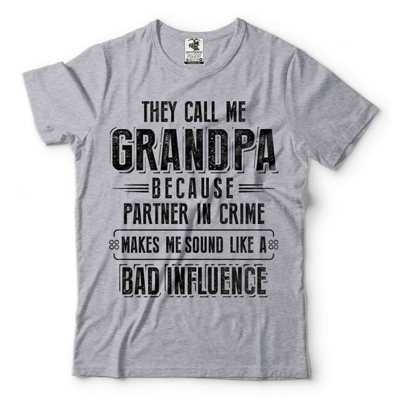 Funny Grandpa Shirt Grandpa Partner In Crime T Shirt Funny Shirt For Men Grandfather Shirt (X-Large Grey)
