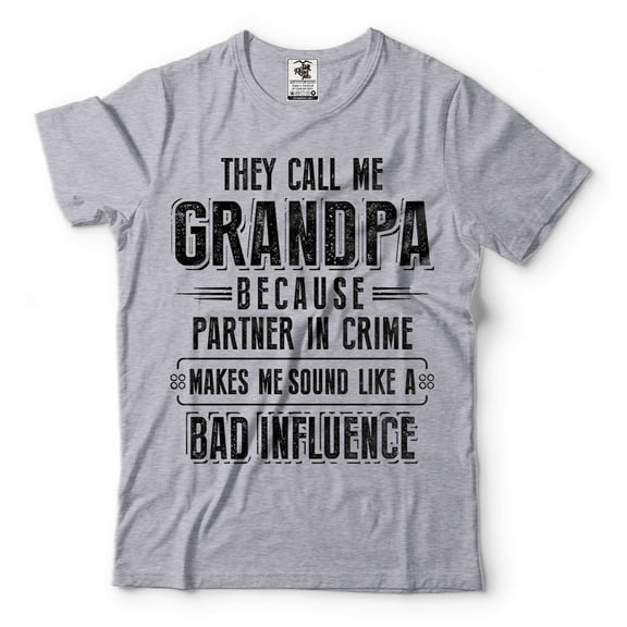Funny Grandpa Shirt Grandpa Partner In Crime T Shirt Funny Shirt For Men Grandfather Shirt (XX-Large Grey)