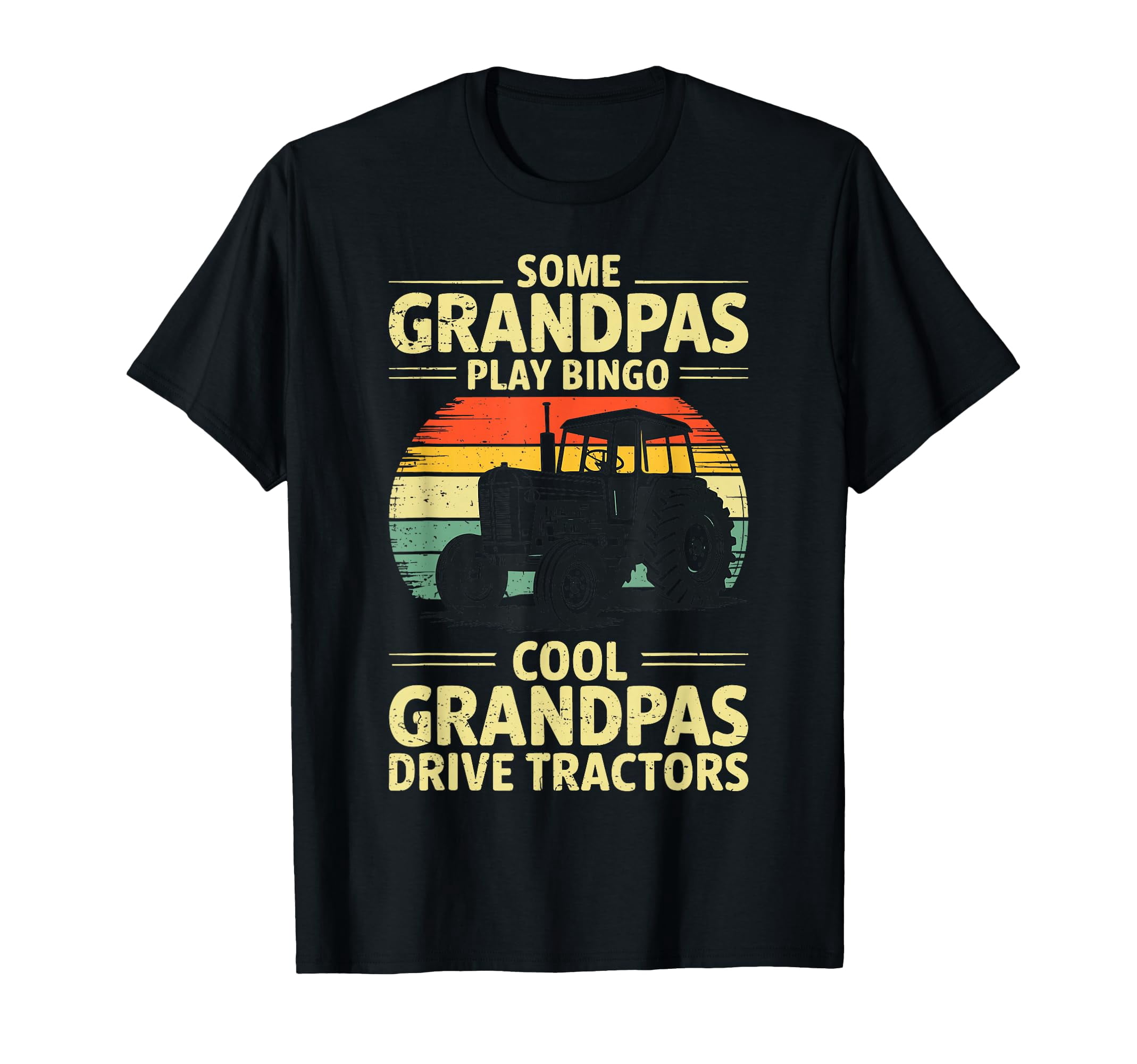 Funny Grandpa Tractor Vintage Sunset Farm T-Shirt for Humorous Farm ...