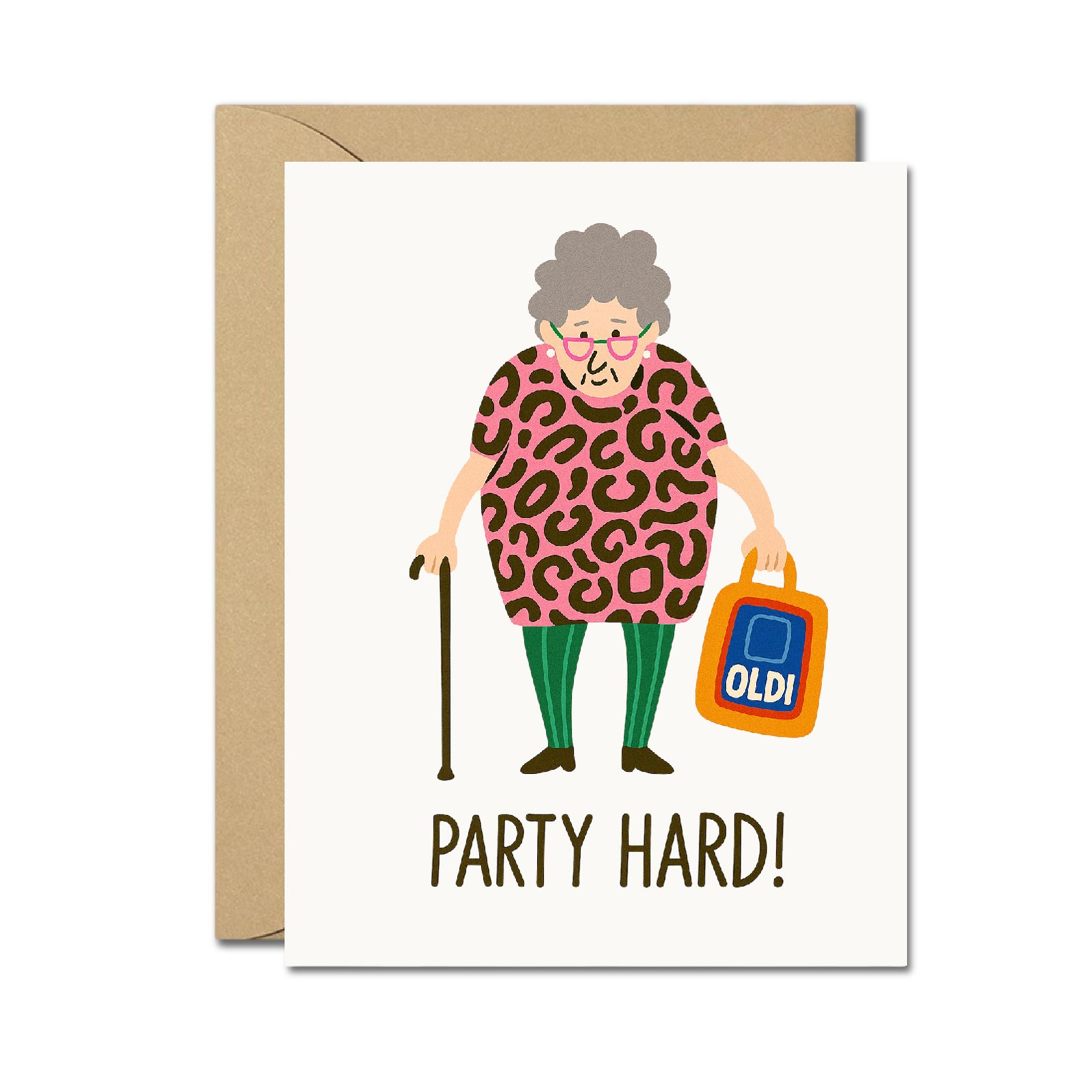 Funny Granny Birthday Card Party Hard Old Lady Humor Greeting Card 