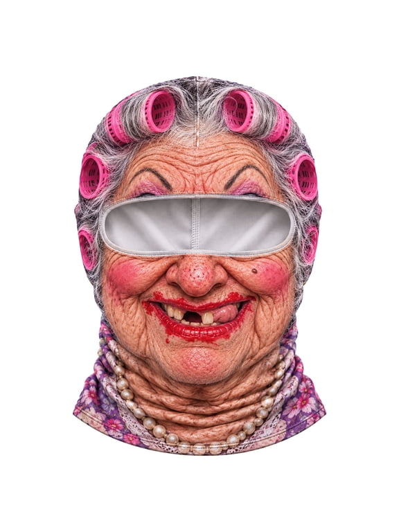 Funny Granny Ski Mask Printed Old Woman Face Balaclava Full Neck Cover For Snowboarding Winter Parties