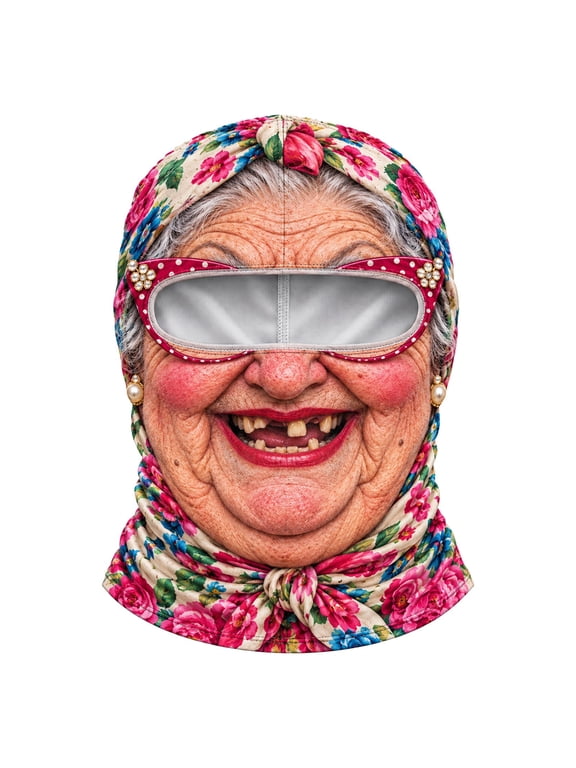 Funny Granny Ski Mask Printed Old Woman Face Balaclava Full Neck Cover For Snowboarding Winter Parties