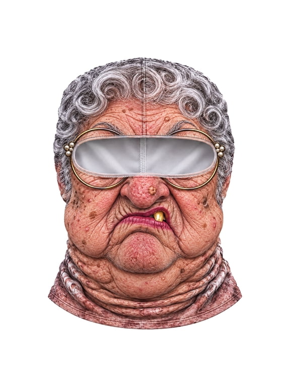 Funny Granny Ski Mask Printed Old Woman Face Balaclava Full Neck Cover For Snowboarding Winter Parties