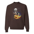 thumbnail image 1 of Funny Graphic Astronaut Cat in Space on Cheeseburger | Mens Cat Lover Crewneck Graphic Sweatshirt, Brown, Small, 1 of 3