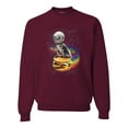 thumbnail image 1 of Funny Graphic Astronaut Cat in Space on Cheeseburger | Mens Cat Lover Crewneck Graphic Sweatshirt, Maroon, Large, 1 of 3