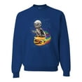 thumbnail image 1 of Funny Graphic Astronaut Cat in Space on Cheeseburger | Mens Cat Lover Crewneck Graphic Sweatshirt, Royal, Small, 1 of 3